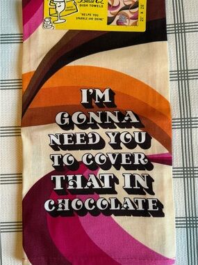 Blue Q Retro Swirl Dish Towel in Pink Orange Brown Cream